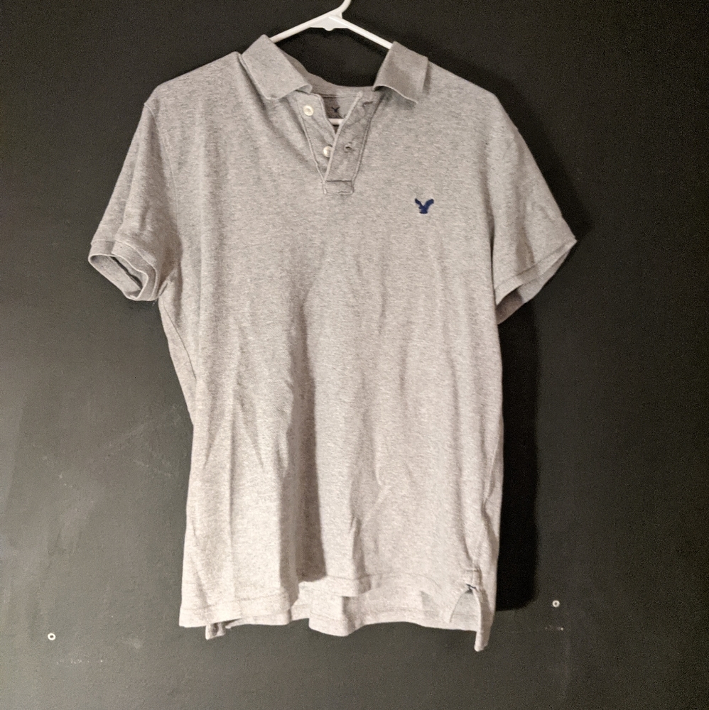 Vintage American Eagle Men's Polo in Grey